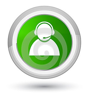 Customer care icon prime green round button