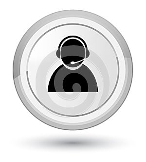 Customer care icon prime white round button