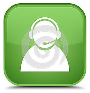 Customer care icon special soft green square button
