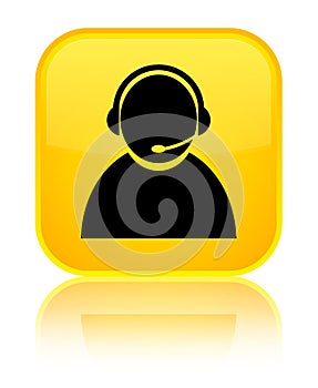 Customer care icon special yellow square button