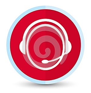 Customer care service icon flat prime red round button