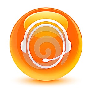 Customer care service icon glassy orange round button