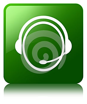 Customer care service icon green square button