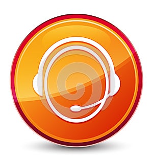 Customer care service icon special glassy orange round button