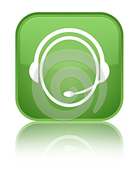 Customer care service icon special soft green square button