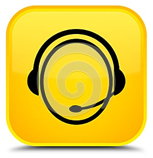 Customer care service icon special yellow square button