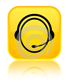 Customer care service icon special yellow square button