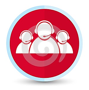 Customer care team icon flat prime red round button