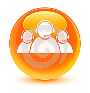 Customer care team icon glassy orange round button