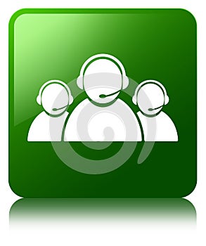 Customer care team icon green square button