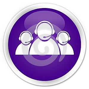 Customer care team icon premium purple round button
