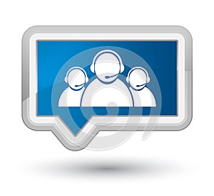 Customer care team icon prime blue banner button