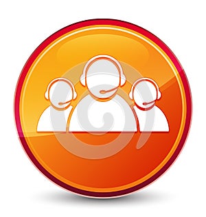 Customer care team icon special glassy orange round button