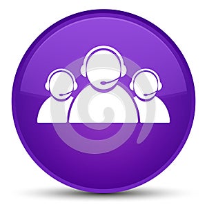 Customer care team icon special purple round button