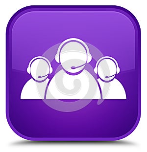 Customer care team icon special purple square button