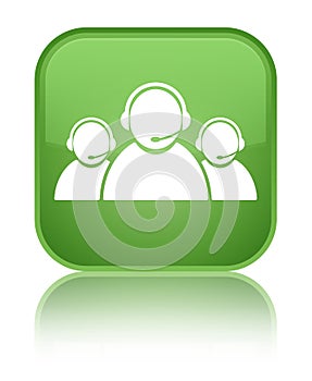 Customer care team icon special soft green square button