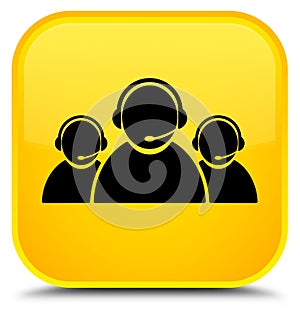 Customer care team icon special yellow square button