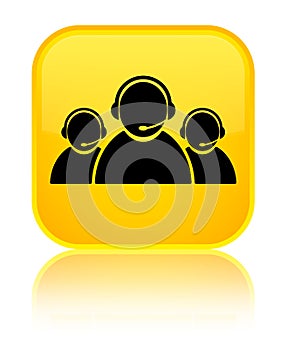 Customer care team icon special yellow square button