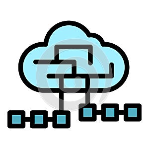 Customer cloud data icon color outline vector