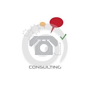 Customer consulting support service concept chat bubble speech online call line style white background