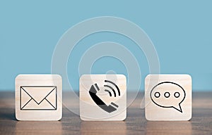 Customer Contact Us Service icons with Mail, Email, Telephone, Messages