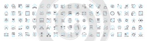 Customer data and analytics vector line icons set. customer, data, analytics, insights, profiling, segmentation photo