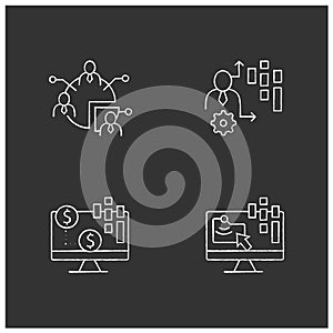 Customer data platform chalk icons set