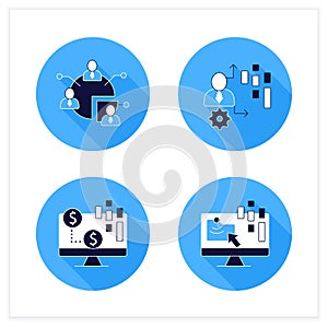 Customer data platform flat icons set