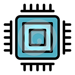 Customer data processor icon color outline vector