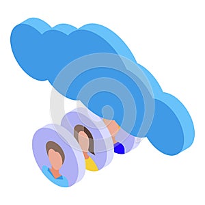 Customer database data cloud icon, isometric style
