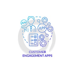 Customer engagement apps blue gradient concept icon