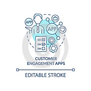 Customer engagement apps turquoise concept icon