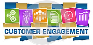 Customer Engagement Business Symbols Colorful Horizontal Boxes
