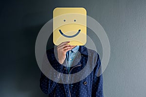 Customer Experience Concept, Portrait of Client with Happy Face photo