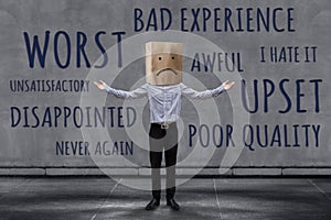 Customer Experience Concept, Unhappy Businessman Client with Sad