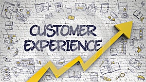 Customer Experience Drawn on White Brickwall. 3D.