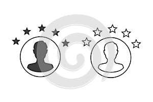 Customer experience or 5 star satisfaction rating line art vector icon set review apps and websites