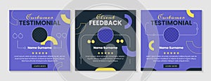 Customer feedback, client testimonials banner template for social media