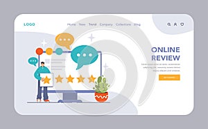 Customer feedback web banner or landing page. Consumer reviews