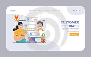 Customer feedback web banner or landing page. Consumer reviews