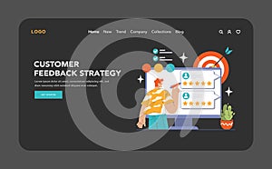 Customer feedback web banner or landing page dark or night mode