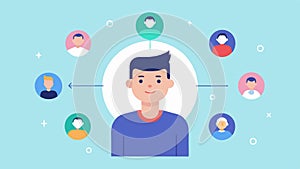 Customer Focus A character developing customer personas with visuals of people representing different demographics photo