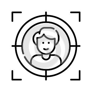 Customer Focus vector outline icon style illustration. EPS 10 file