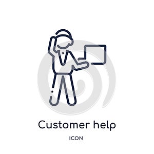 Customer help worker icon from people outline collection. Thin line customer help worker icon isolated on white background
