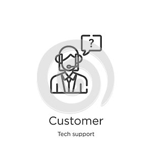 customer icon vector from tech support collection. Thin line customer outline icon vector illustration. Outline, thin line