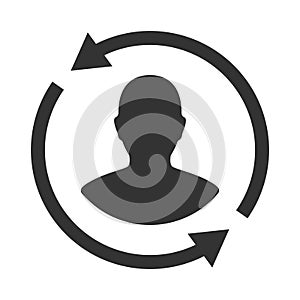 Customer interaction icon. Client returning or renention symbol