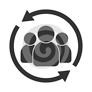 Customer interaction icon. Client returning or renention symbol