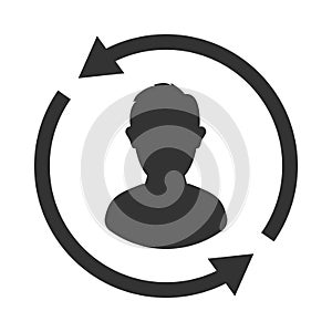 Customer interaction icon. Client returning or renention symbol