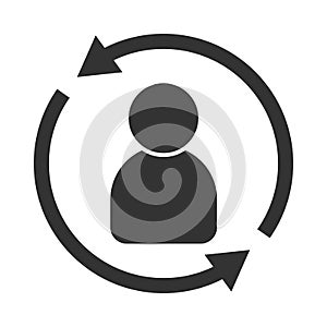 Customer interaction icon. Client returning or renention symbol