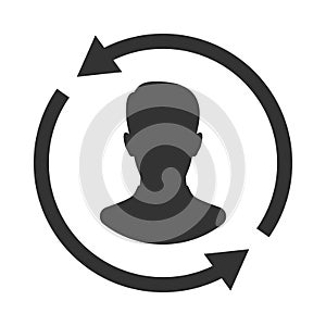 Customer interaction icon. Client returning or renention symbol
